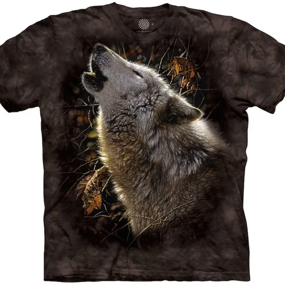The Mountain Wolf Howling Song of Autumn Wolves Pack Dog Brown T-Shirt 5X